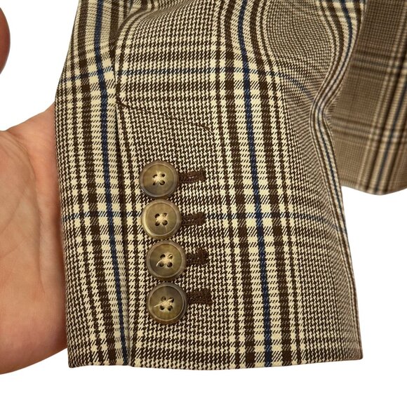 Ava & Viv Boxy Blazer Plus Sz 1X Single Button Brown Plaid Academia Career Work - Picture 2 of 10